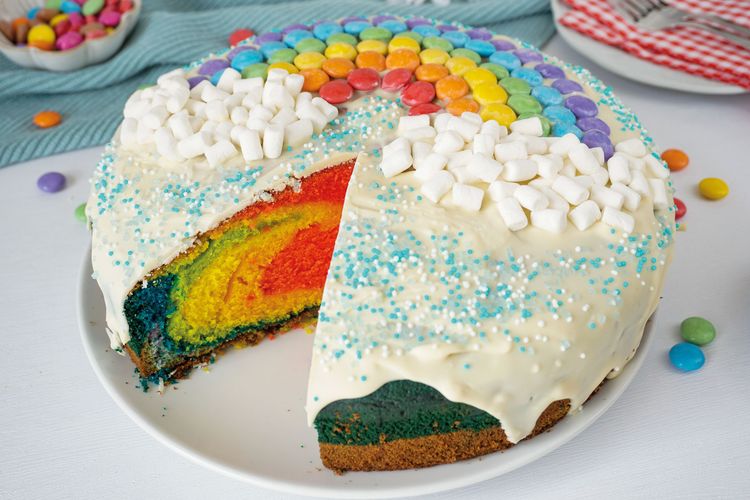 Rezept für einen Regenbogenkuchen