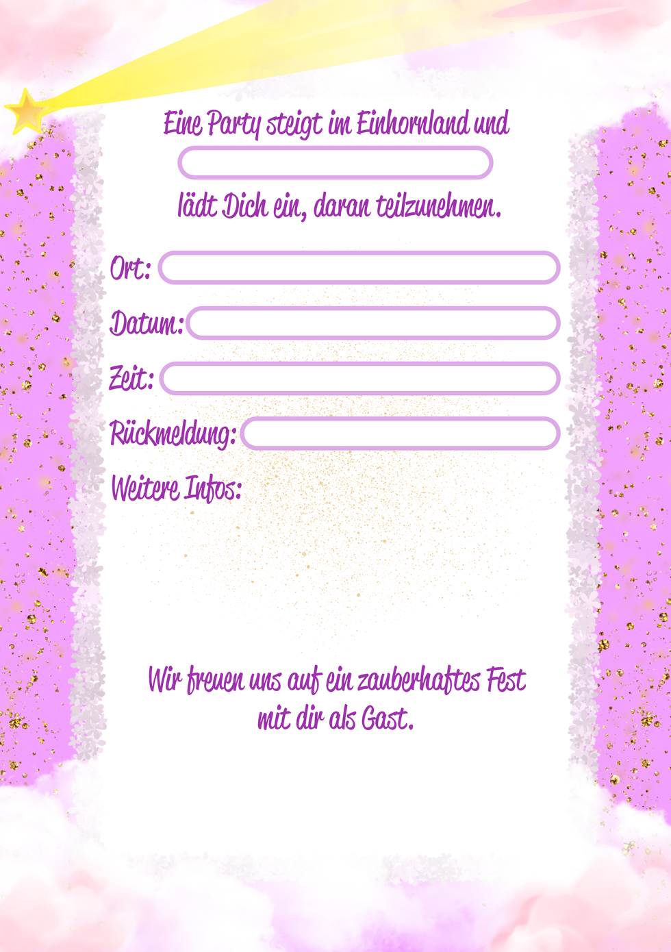 Einladungskarte Einhornland 2