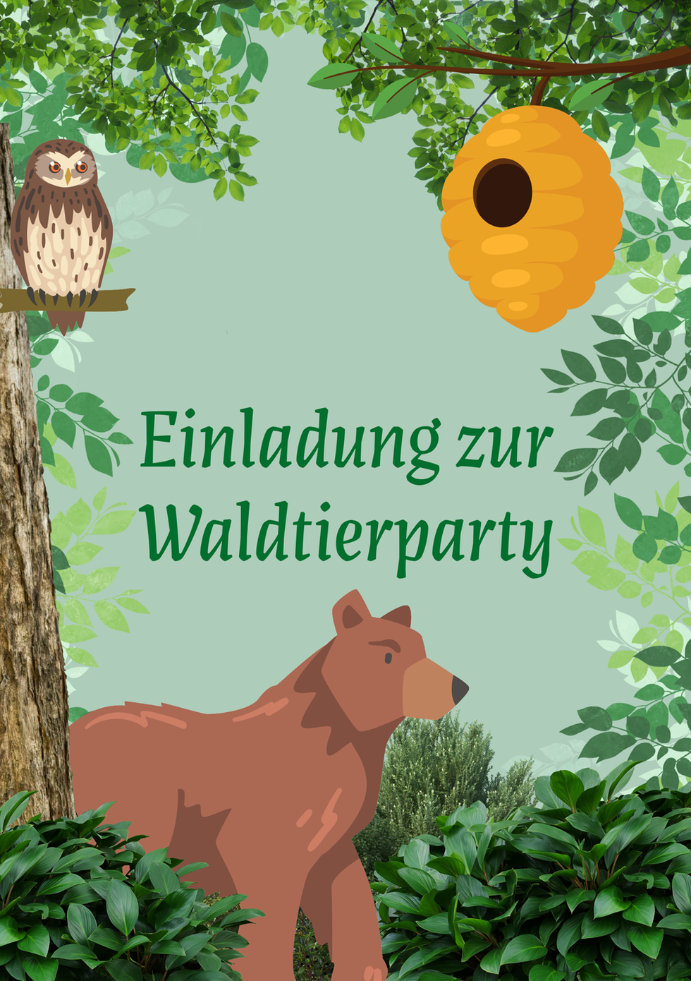 Einladungskarte Tierparty 1