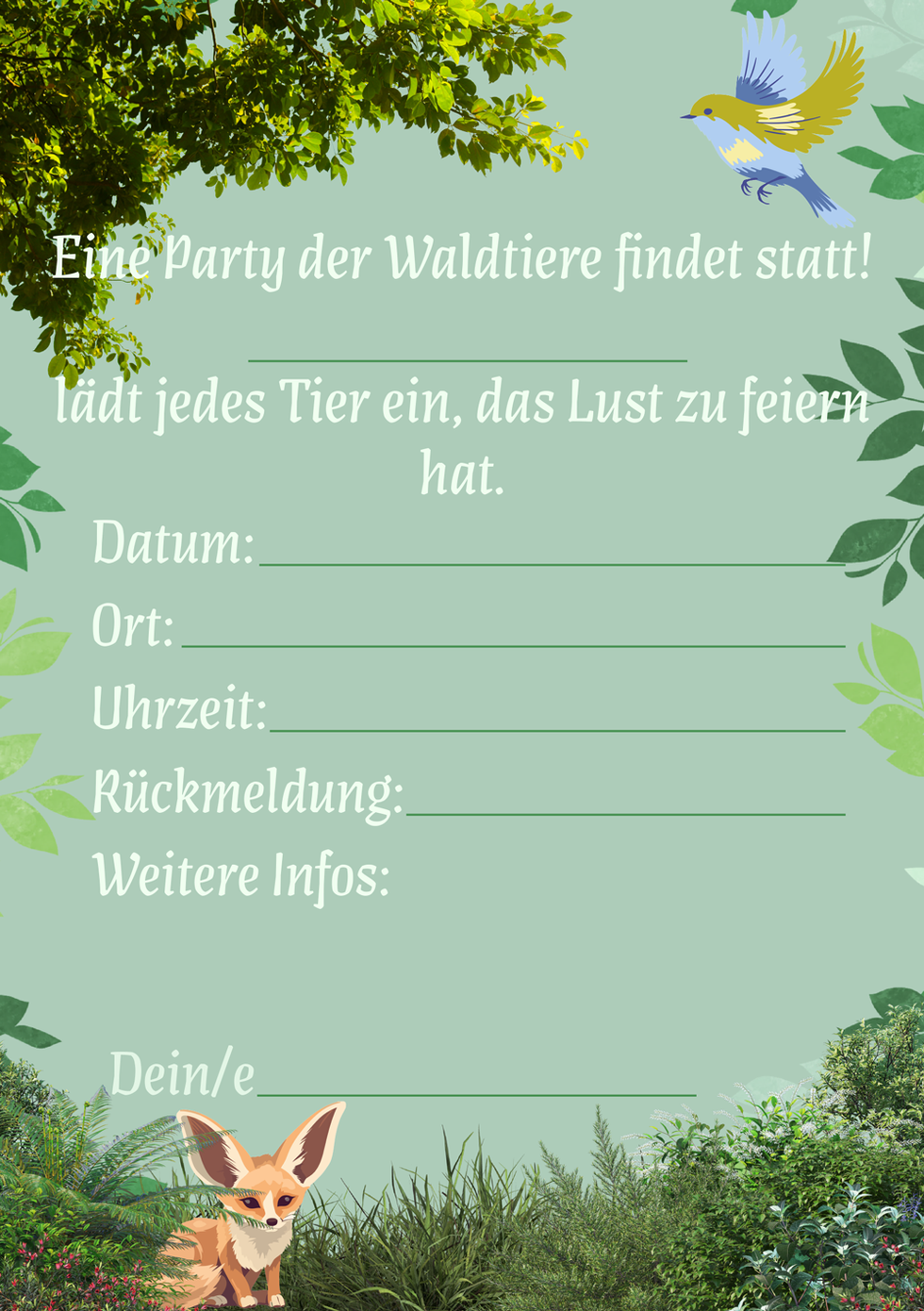 Einladungskarte Tierparty 2