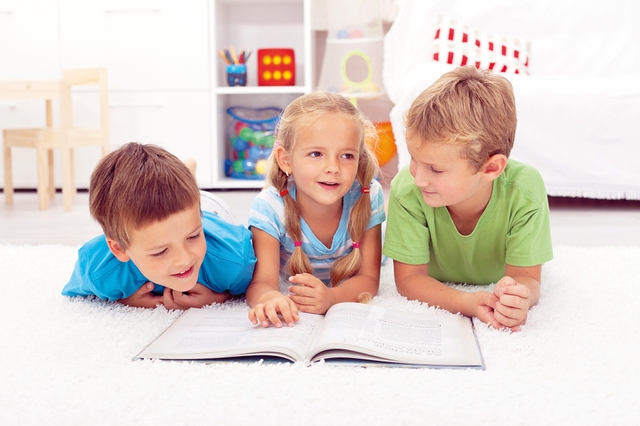 Kids practice reading and story telling